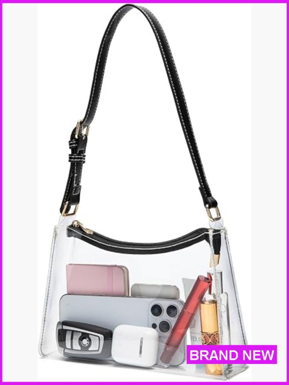 Clear Stadium Shoulder Bag Tote Concerts Sports Events Adjustable Strap Clear